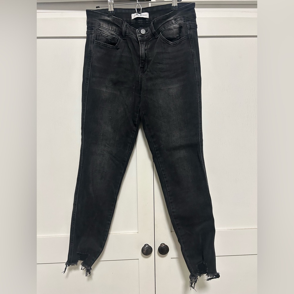 Flying Monkey Black Frayed Skinny Jeans